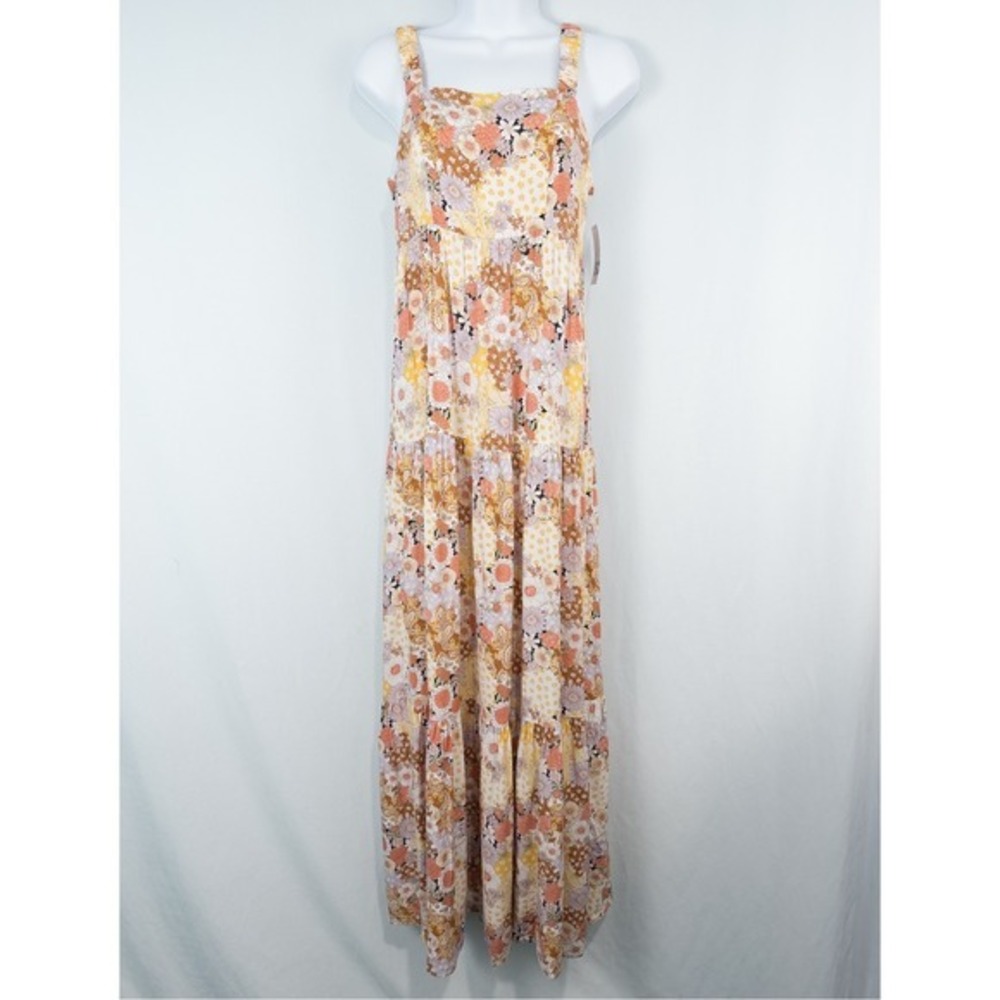 SO Goods For Life Sleeveless Tiered Floral Maxi Dress Small Cottagecore Boho